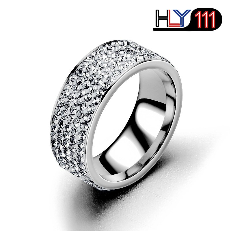 2020 latest Stainless Steel Ring 5 Rows Gold rings Crystal Ring Wedding Rings for Women Men Jelwery