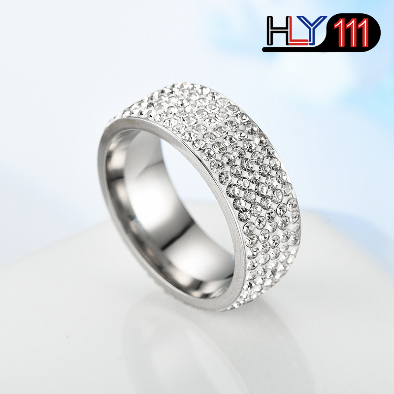 2020 latest Stainless Steel Ring 5 Rows Gold rings Crystal Ring Wedding Rings for Women Men Jelwery
