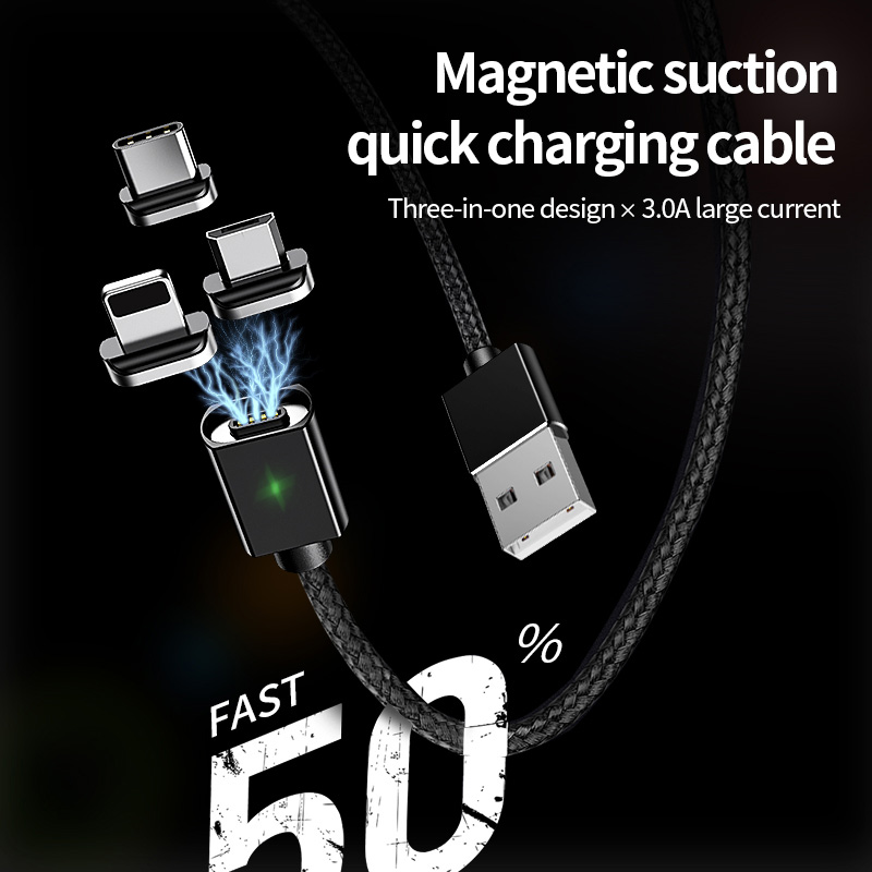Magnetic Micro USB Cable For iPhone Samsung Fast Charging Data Wire Cord Magnet Charger USB Type C