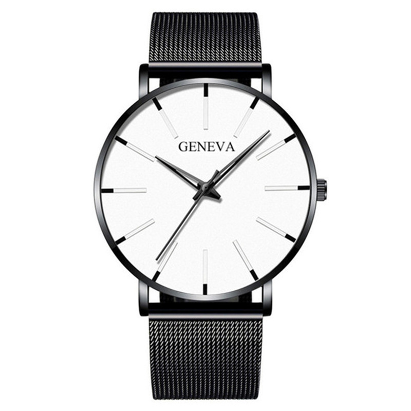 2020 Minimalist Men&apos;s Watches Fashion Ultra Thin Quartz Watches Stainless Steel Mesh Belt Watch