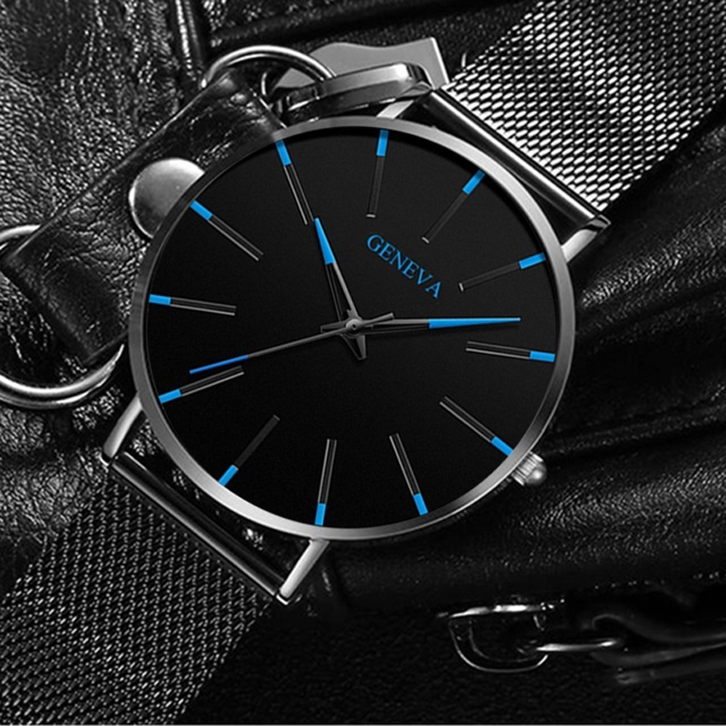 2020 Minimalist Men&apos;s Watches Fashion Ultra Thin Quartz Watches Stainless Steel Mesh Belt Watch