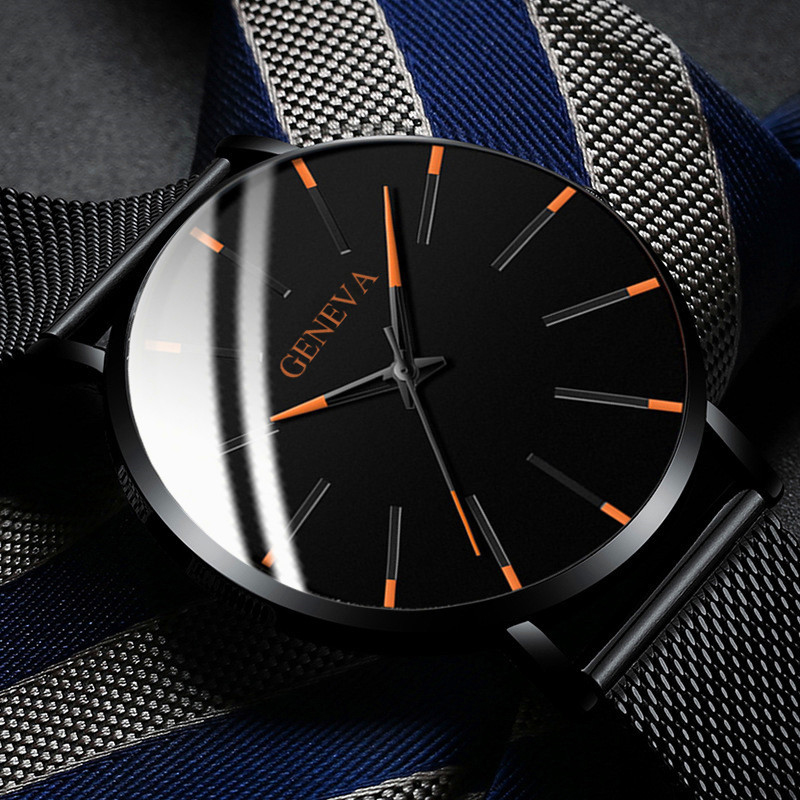 2020 Minimalist Men&apos;s Watches Fashion Ultra Thin Quartz Watches Stainless Steel Mesh Belt Watch