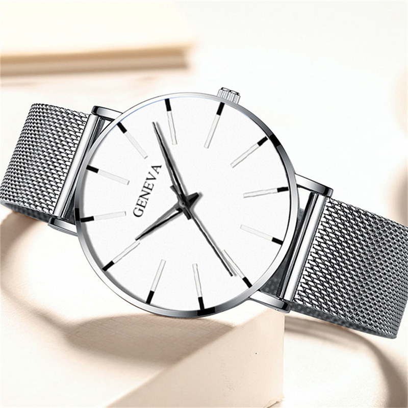 2020 Minimalist Men&apos;s Watches Fashion Ultra Thin Quartz Watches Stainless Steel Mesh Belt Watch