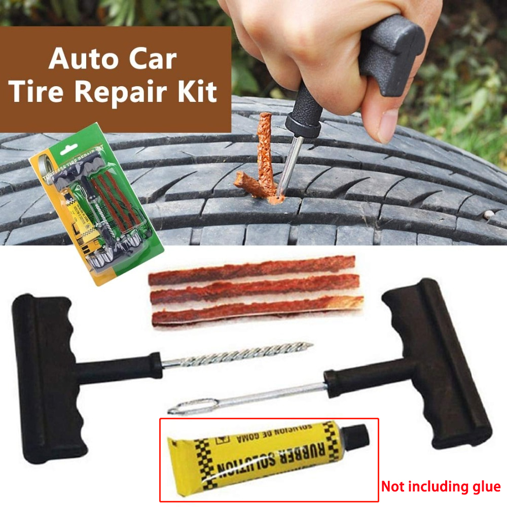 Car Tire Repair Tool Kit For Tubeless Emergency Tyre Fast Puncture Plug Repair Block Air Leaking