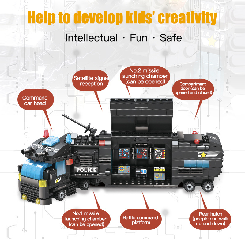 Building Blocks SWAT City Police Station Car Truck House Helicopter Blocks Constructor Toys Technic