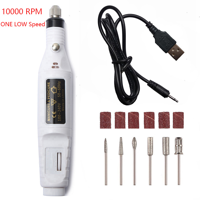 Sale Power Professional USB Electric Manicure Machine Pen Pedicure Nail File Nail Tools 6 Bits Drill