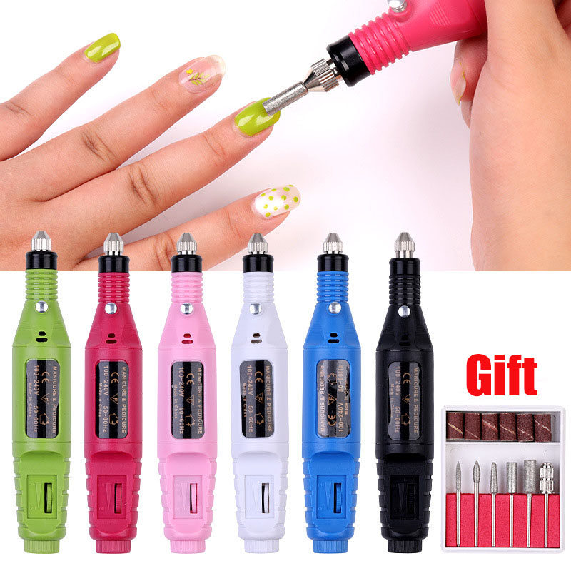 Sale Power Professional USB Electric Manicure Machine Pen Pedicure Nail File Nail Tools 6 Bits Drill
