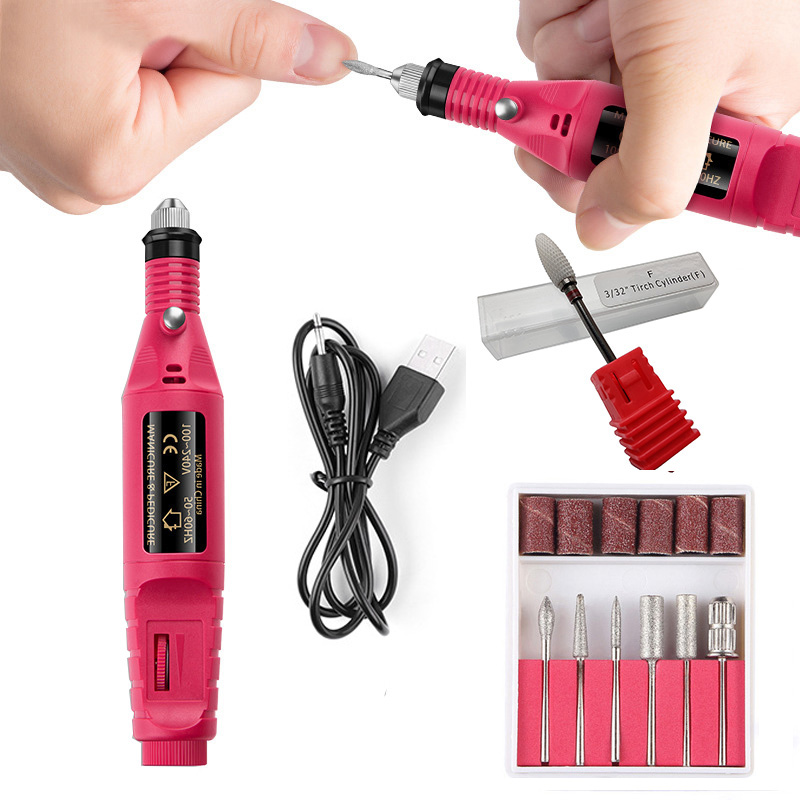 Sale Power Professional USB Electric Manicure Machine Pen Pedicure Nail File Nail Tools 6 Bits Drill