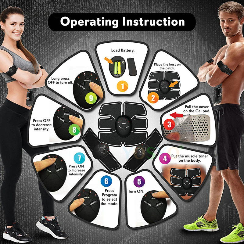 Abdominal Muscle Trainer Massage Stimulator Ab Wireless Vibration Body Slimming Machine Hip Workout