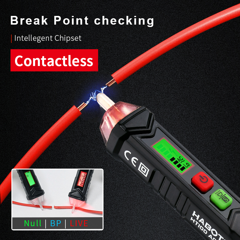 Habotest HT100E Intelligent Non-contact Pen Alarm AC voltage detector meter Tester Pen Sensor Tester