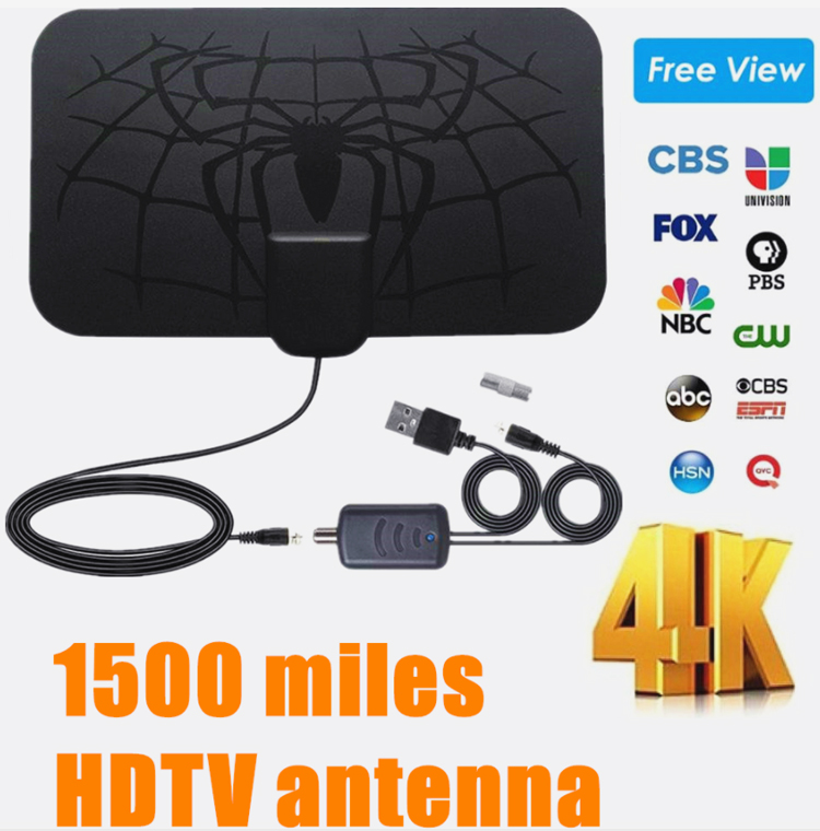 Indoor 1500 Miles Digital Antenna TV Aerial Amplified HDTV Antenna 4K DVB-T2 Local Channel Broadcast