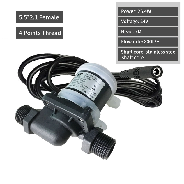24V DC Brushless Water Pump Silent 4 Points Threaded Solar Water Heater Shower Floor Heating Booster Pump IP68