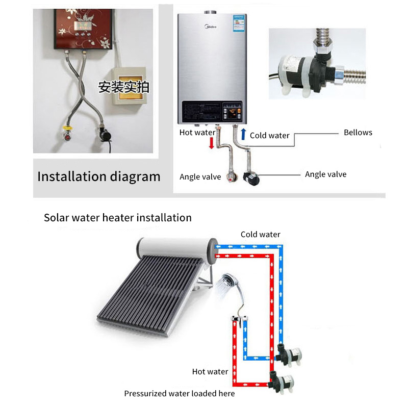 24V DC Brushless Water Pump Silent 4 Points Threaded Solar Water Heater Shower Floor Heating Booster Pump IP68