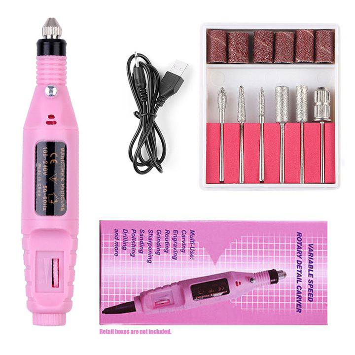 Sale Power Professional USB Electric Manicure Machine Pen Pedicure Nail File Nail Tools 6 Bits Drill