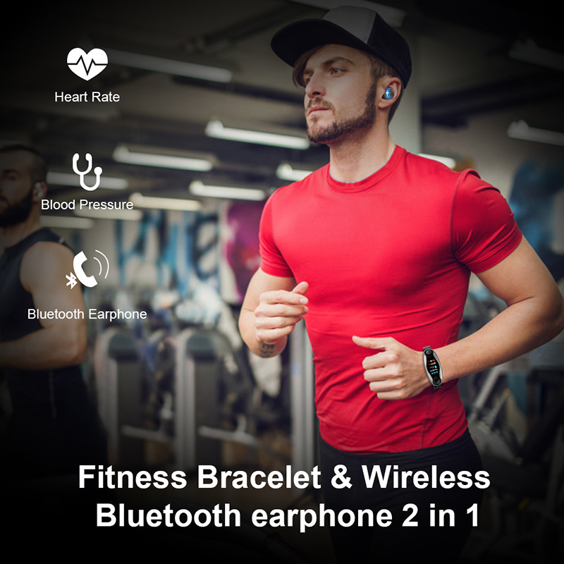 Fitness Bracelet Wireless Bluetooth Earphone 2 In 1 Smartwatch IP67 Waterproof Blood Pressure Watch