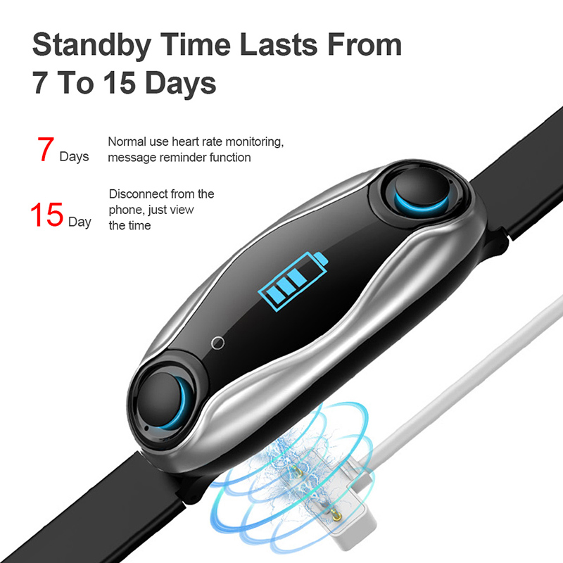 Fitness Bracelet Wireless Bluetooth Earphone 2 In 1 Smartwatch IP67 Waterproof Blood Pressure Watch