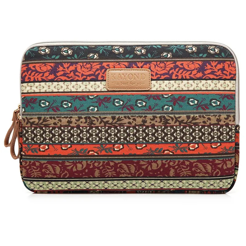 Canvas Fabric Sleeve for 11-15 Inch Laptops. Elephant,Bohemia and leopard print Patterns