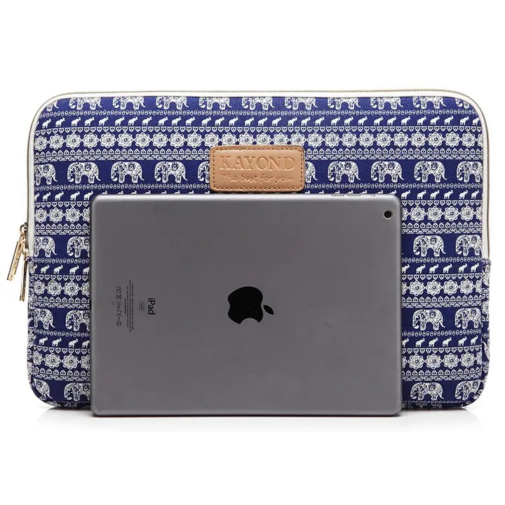 Canvas Fabric Sleeve for 11-15 Inch Laptops. Elephant,Bohemia and leopard print Patterns