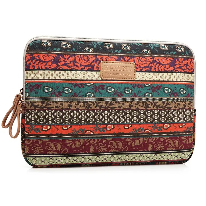 Canvas Fabric Sleeve for 11-15 Inch Laptops. Elephant,Bohemia and leopard print Patterns