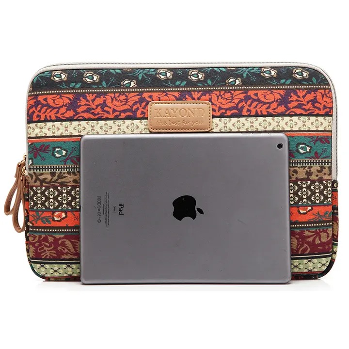 Canvas Fabric Sleeve for 11-15 Inch Laptops. Elephant,Bohemia and leopard print Patterns