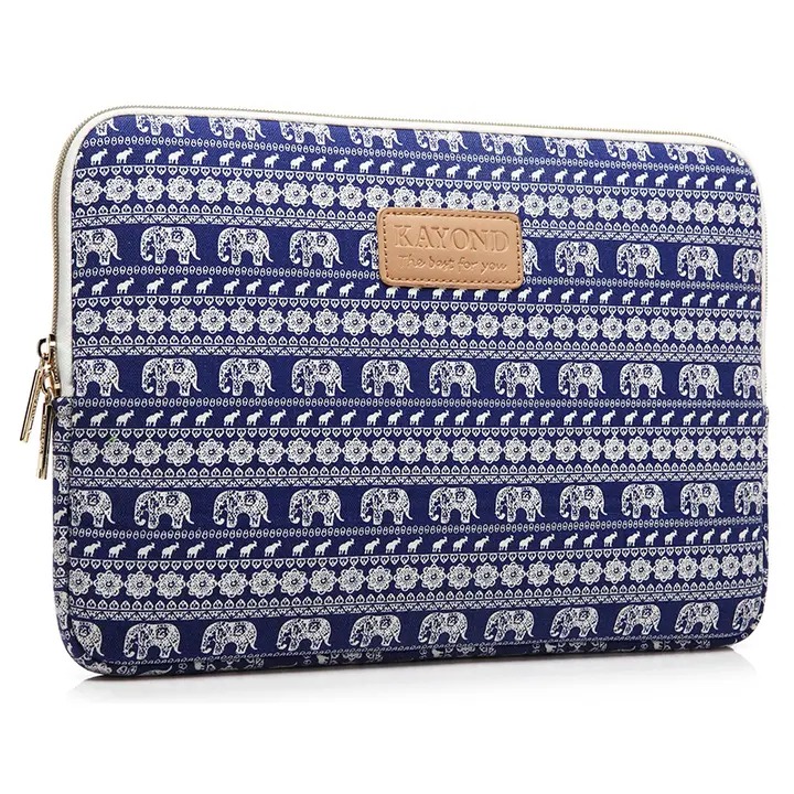 Canvas Fabric Sleeve for 11-15 Inch Laptops. Elephant,Bohemia and leopard print Patterns