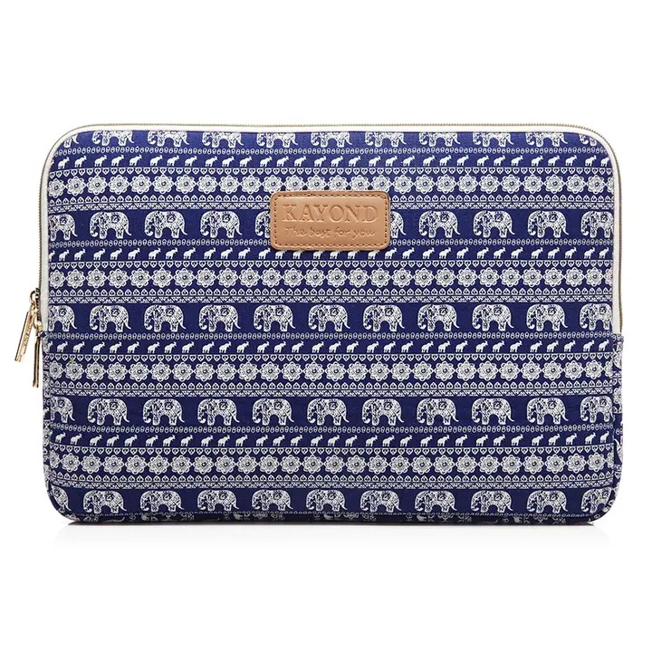 Canvas Fabric Sleeve for 11-15 Inch Laptops. Elephant,Bohemia and leopard print Patterns