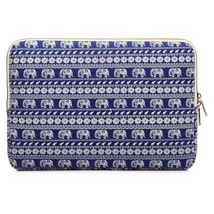 Canvas Fabric Sleeve for 11-15 Inch Laptops. Elephant,Bohemia and leopard print Patterns