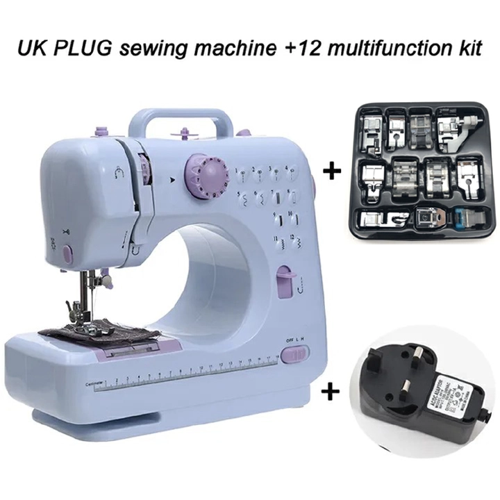 Portable Sewing Machine Mini Electric Household Crafting Mending Overlock 12 Stitches with Presser Foot Pedal Beginners Double Thread Speed Free-Arm Crafting Mending Machine