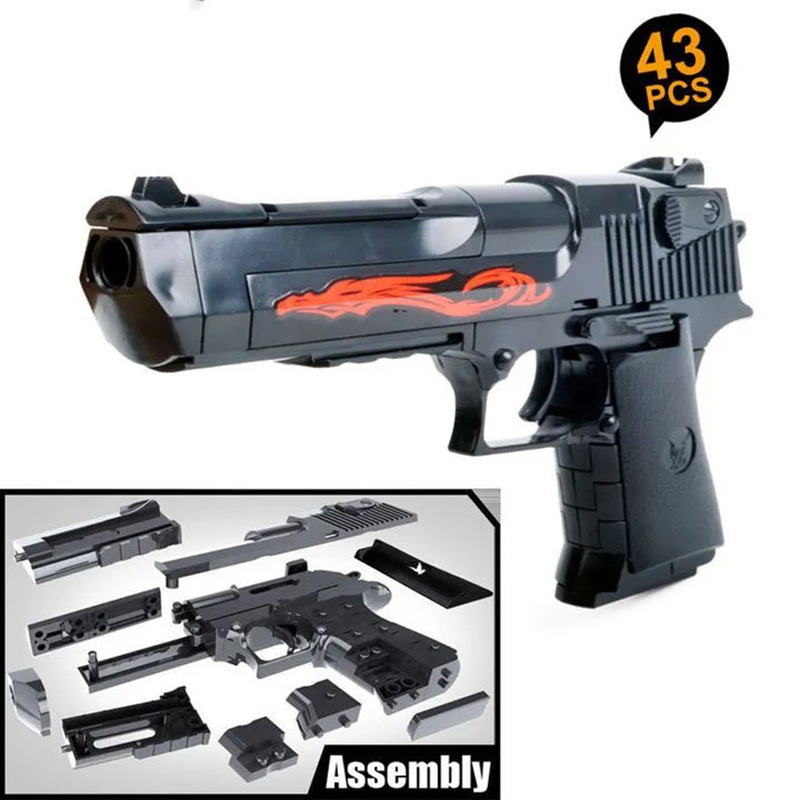 Assembly Toy Gun Building Blocks Pistol Rifle DIY 3D Miniature Model Plastic Gift ,Outdoor Toy Weapon Revolver With Bullet Plastic Pistol Model Kids Boys Gift Building Toys
