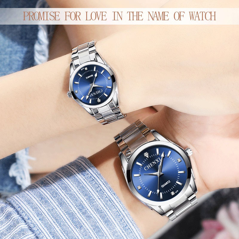 2 Pcs/Set Couples Wrist Watches Men Women Lovers Waterproof Quartz Watches  Elegant Women Watch Luxury Ladies Fashion Brand Wristwatch Japan Movement Stainless Steel Gift for Female Girlfrie