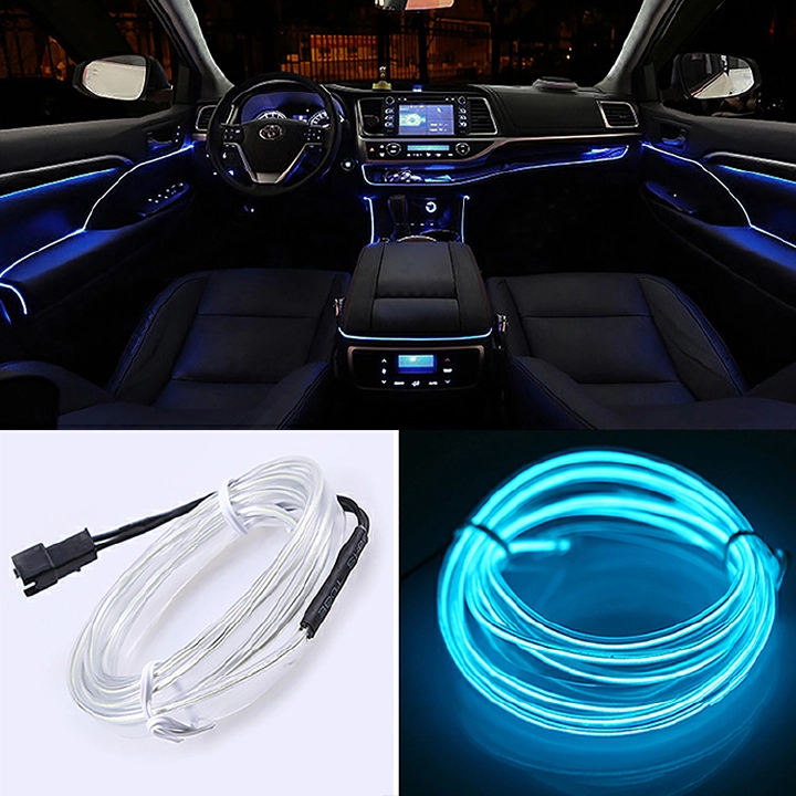 118inch Car Interior Lighting LED Strip Decoration Garland Wire Rope Tube Line flexible Neon Light With USB Drive