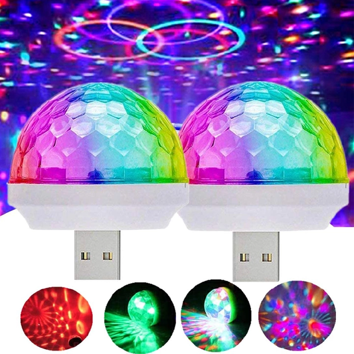 USB Mini Disco Light,Party Lights Ball Sound Activated, Halloween DJ Disco Ball Stage Lights-Multi Colors LED Car Atmosphere Light,Magic Strobe Light for Xmas Parties,Pool,Club,