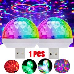 USB Mini Disco Light,Party Lights Ball Sound Activated, Halloween DJ Disco Ball Stage Lights-Multi Colors LED Car Atmosphere Light,Magic Strobe Light for Xmas Parties,Pool,Club, as picture one size