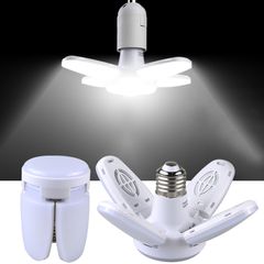 2023 Latest Version E27 LED Bulb Fan Blade Timing Lamp 28W Foldable Led Light Bulb For Home Ceiling Light Energy Saving Small Garage Nightlight White one size Foldable 28W