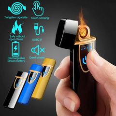 Fingerprint Touch Sensor Charging Lighter Compact and Convenient Cigarette Lighter Smart Sensor USB Charging Lighters for Men Gift Black one size