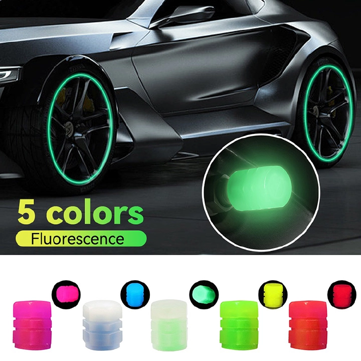 Universal Luminous Tire Valve Cap Car Wheel Hub Glowing Dust-proof Decorative Tyre Rim Stem Covers Applicable Motorcycle Bike  Car Tire Wheel Hub Styling Decoration Auto Accessories