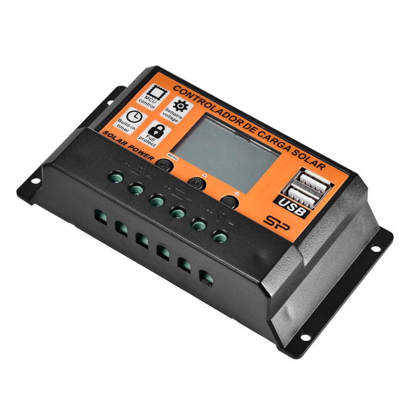 Updated Version Solar Charge Controller 30A/20A/10A 12V 24V Auto Solar Charge Controller MPPT/PWM Controllers LCD Dual USB Output Solar Panel PV Regulator USB 5V LCD Display