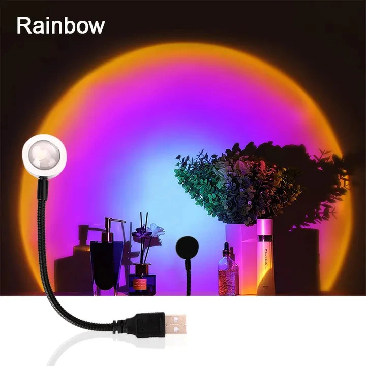 2023 USB Sunset Lamp LED Rainbow Neon Night Light Projector Photography Wall Atmosphere Lighting for Bedroom Home Room Decor Gift  Photography Lighting Coffee Shop Wall Decor Lights