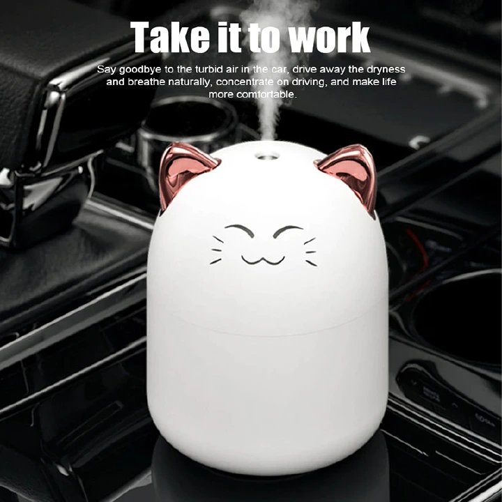 Ultrasonic Air Humidifier Cute Pet With Colorful Night Light Cool Mist Humidifiers 250ml Capacity Cold Mist Aroma Diffuser For Home Bedroom Car Humidifier Purifies