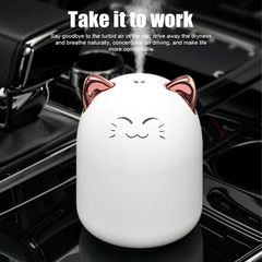 New Arrivals Ultrasonic Air Humidifier Cute Pet With Colorful Night Light Cool Mist Humidifiers 250ml Capacity Cold Mist Aroma Diffuser For Home Bedroom Car Humidifier Purifies White Cat one size