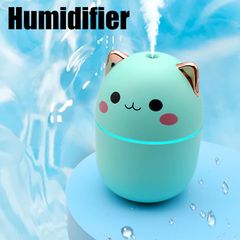 Air Humidifier Cute  Aroma Diffuser With LED Night Light Cool Mist For Bedroom Home Car Plants Purifier Humificador Home Appliances Green one size