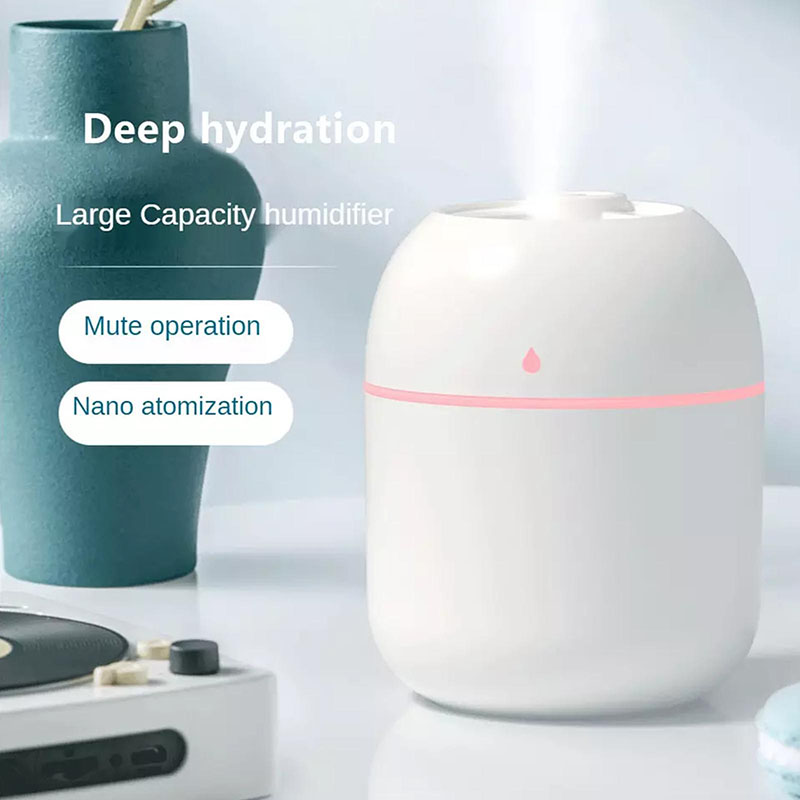 Portable Water Drop Humidifier USB Desktop Indoor Air Atomization Humidifier Household Mute Large Spray Humidifier 220ML Diffuser  LED Lamp Diffuser Car Purifier LED Night Light