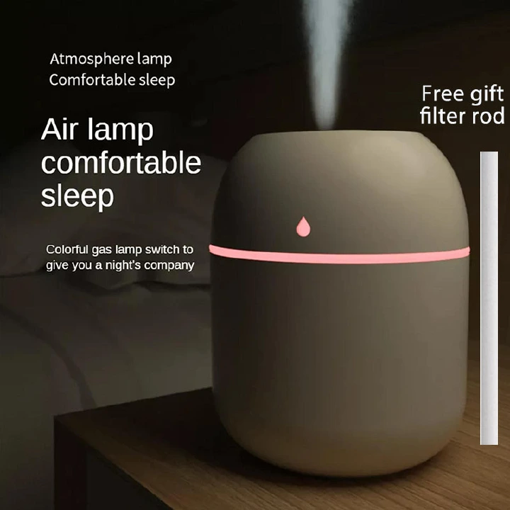Portable Water Drop Humidifier USB Desktop Indoor Air Atomization Humidifier Household Mute Large Spray Humidifier 220ML Diffuser  LED Lamp Diffuser Car Purifier LED Night Light