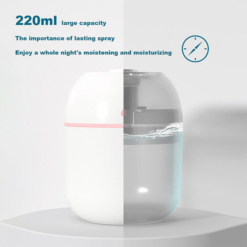 Portable Water Drop Humidifier USB Desktop Indoor Air Atomization Humidifier Household Mute Large Spray Humidifier 220ML Diffuser  LED Lamp Diffuser Car Purifier LED Night Light