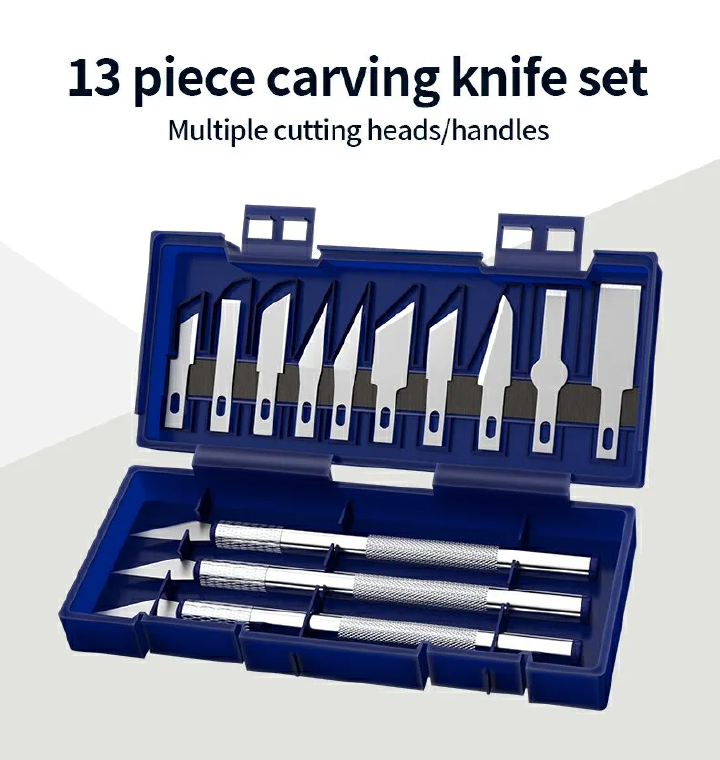 13Pcs Metal Carving Knife Pen Style Art Seal Cutting Manual Combination Paper Cuttings Non-Slip Gadget DIY Precision Repair Tool