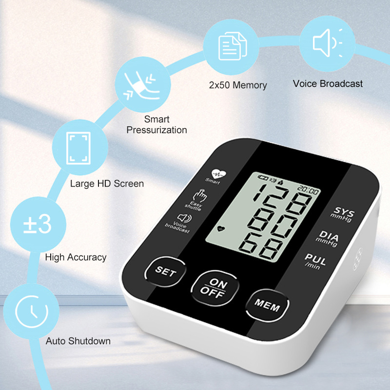 New Arrivals Blood Pressure Monitor Medically Accurate Upper Arm Cuff Digital Health Monitors Voice Broadcast Health Care Medical Equipment Measurement Tool LCD Digital Tonometer Sphygmomanometer