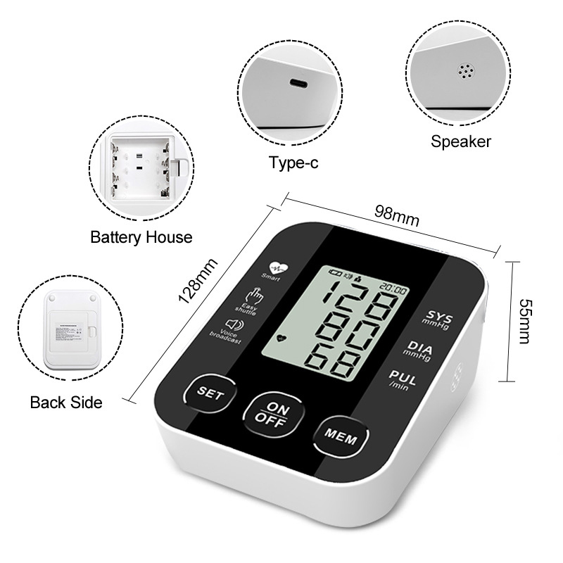 New Arrivals Blood Pressure Monitor Medically Accurate Upper Arm Cuff Digital Health Monitors Voice Broadcast Health Care Medical Equipment Measurement Tool LCD Digital Tonometer Sphygmomanometer