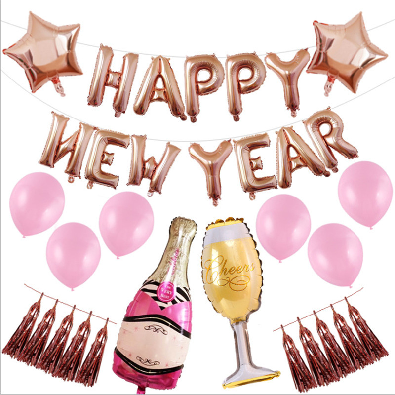 Fashion Balloons Foil Helium Balloons Happy New Year Balloon  New Year Eve Party Decoration