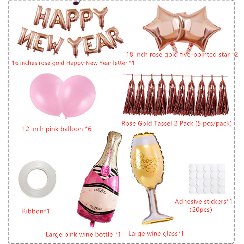 Fashion Balloons Foil Helium Balloons Happy New Year Balloon  New Year Eve Party Decoration