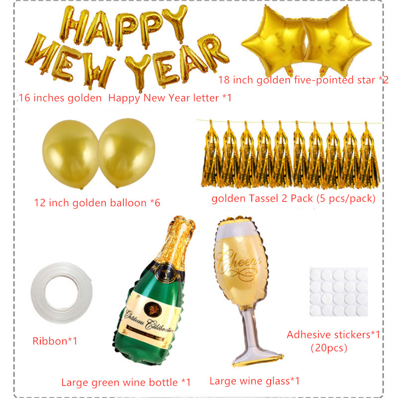 Fashion Balloons Foil Helium Balloons Happy New Year Balloon  New Year Eve Party Decoration